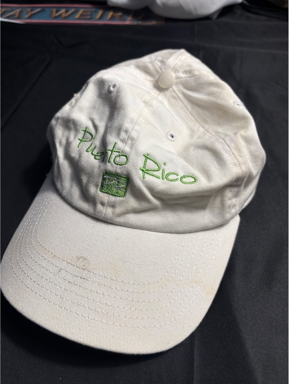White Puerto Rico Embroidered Baseball Cap - Picture 3 of 5